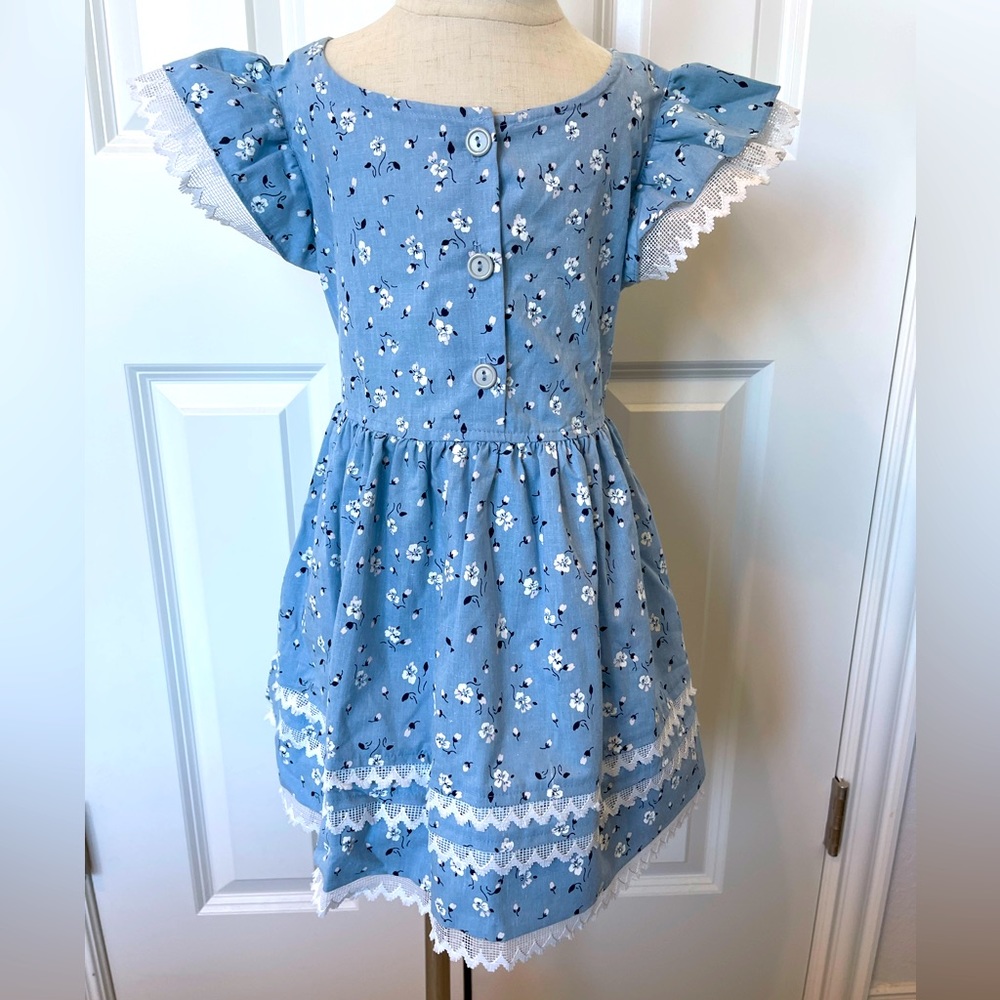 Vintage Disney Blue & White Lace Little Girls Dress size 6